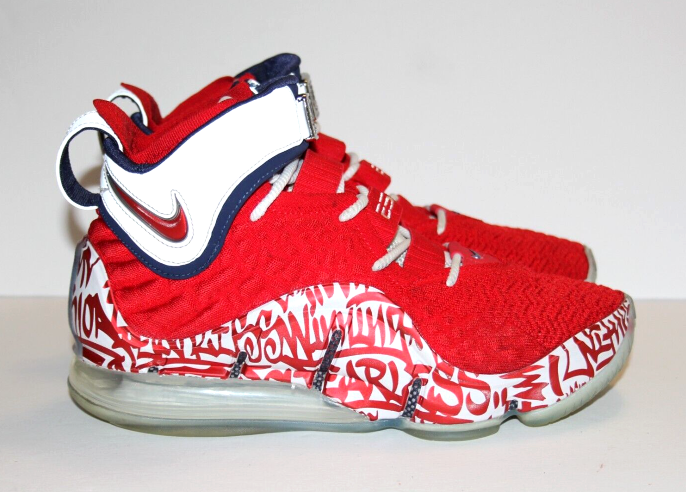 Men's Nike LeBron XVII 17 Red Graffiti Remix FP Basketball Shoes