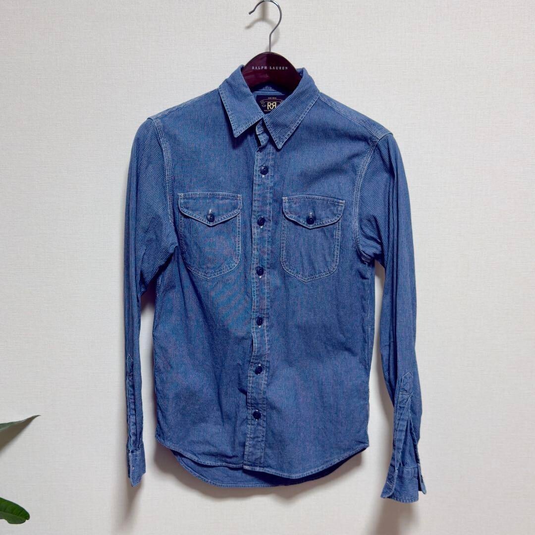 RRL RALPH LAUREN Striped Wabash Work Shirt Tops Men Size XS Indigo