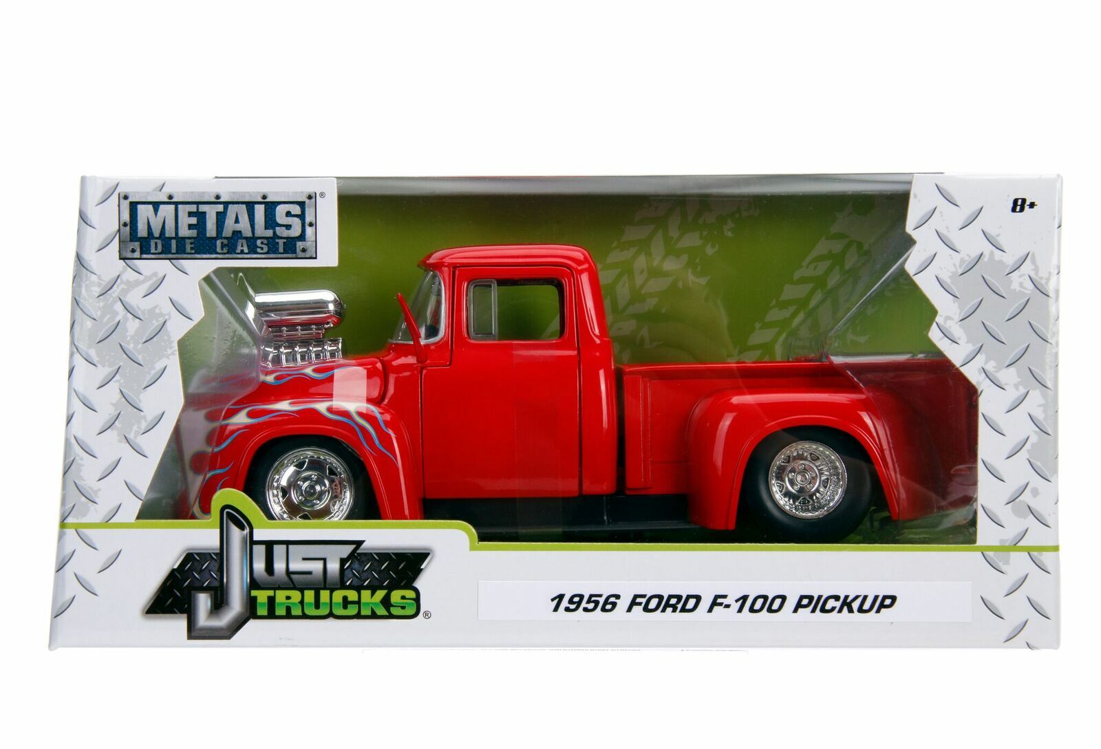 JADA JUST TRUCKS 1956 FORD F100 BLOWER ENGINE RED 1:24 WITH FLAMES