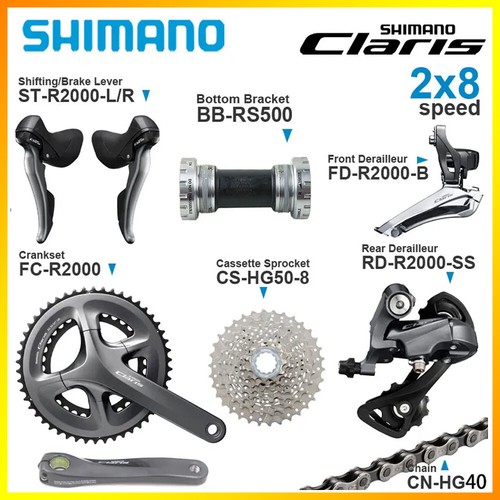 New Shimano Claris R2000 Groupset 2x8 Speed Drivetrain Group