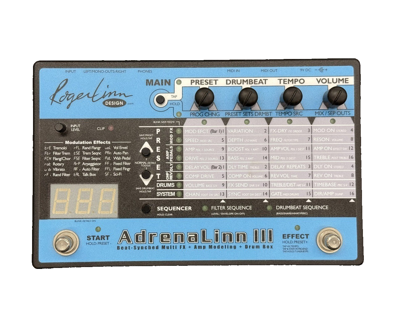 Roger Linn AdrenaLinn III Guitar Pedal Multi FX Drum Box Tested w