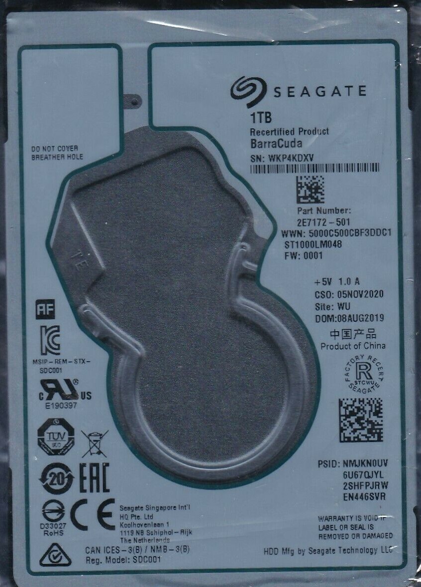 ST1000LM048 p/n: 2E7172-501 f/w: 0001 WU s/n: WKP 1TB SATA 2.5