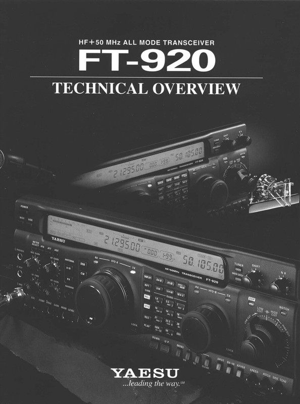CDROM: YAESU FT-920 OPERATING & SERVICE MANUAL TECHNICAL