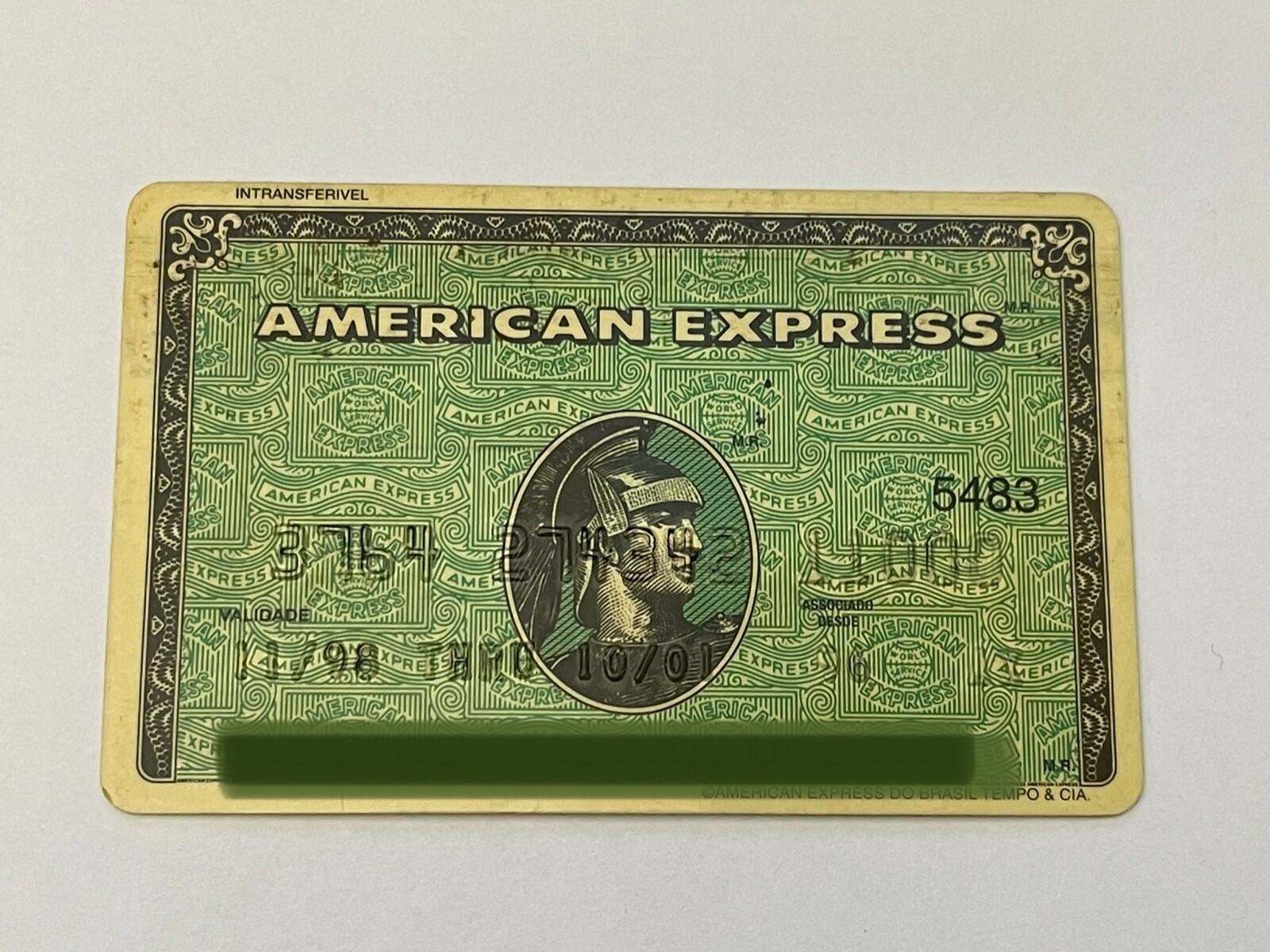 AMERICAN EXPRESS Credit Card from BRAZIL ~ Green ~ Expired in 2001