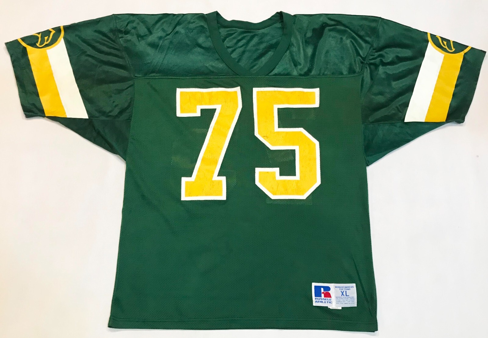 Vintage Russell Athletic #75 Football Jersey XL Green USA Screen