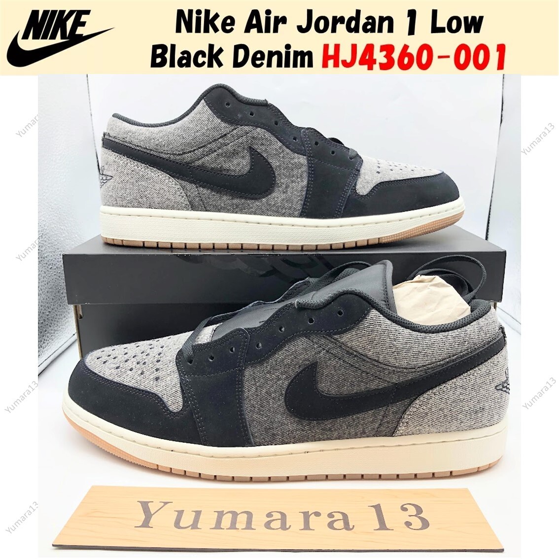 Nike Air Jordan 1 Low Black Denim HJ4360-001 US Men's Size | eBay