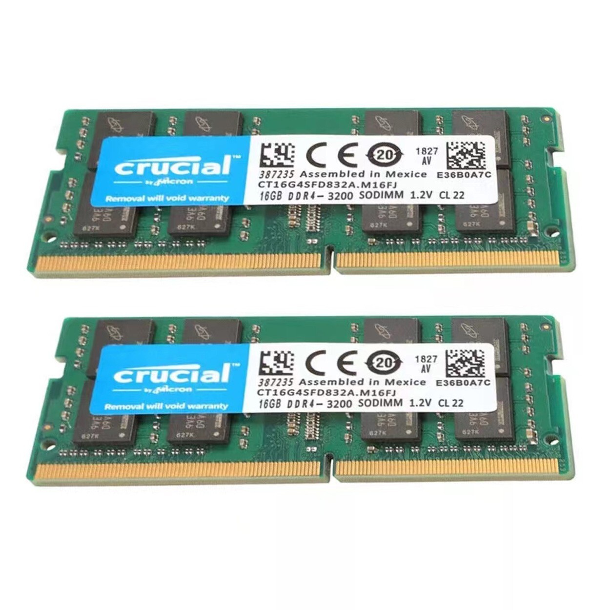 New Crucial 32GB (2X16GB) DDR4 3200MHz PC4-25600 SODIMM Memory Ram
