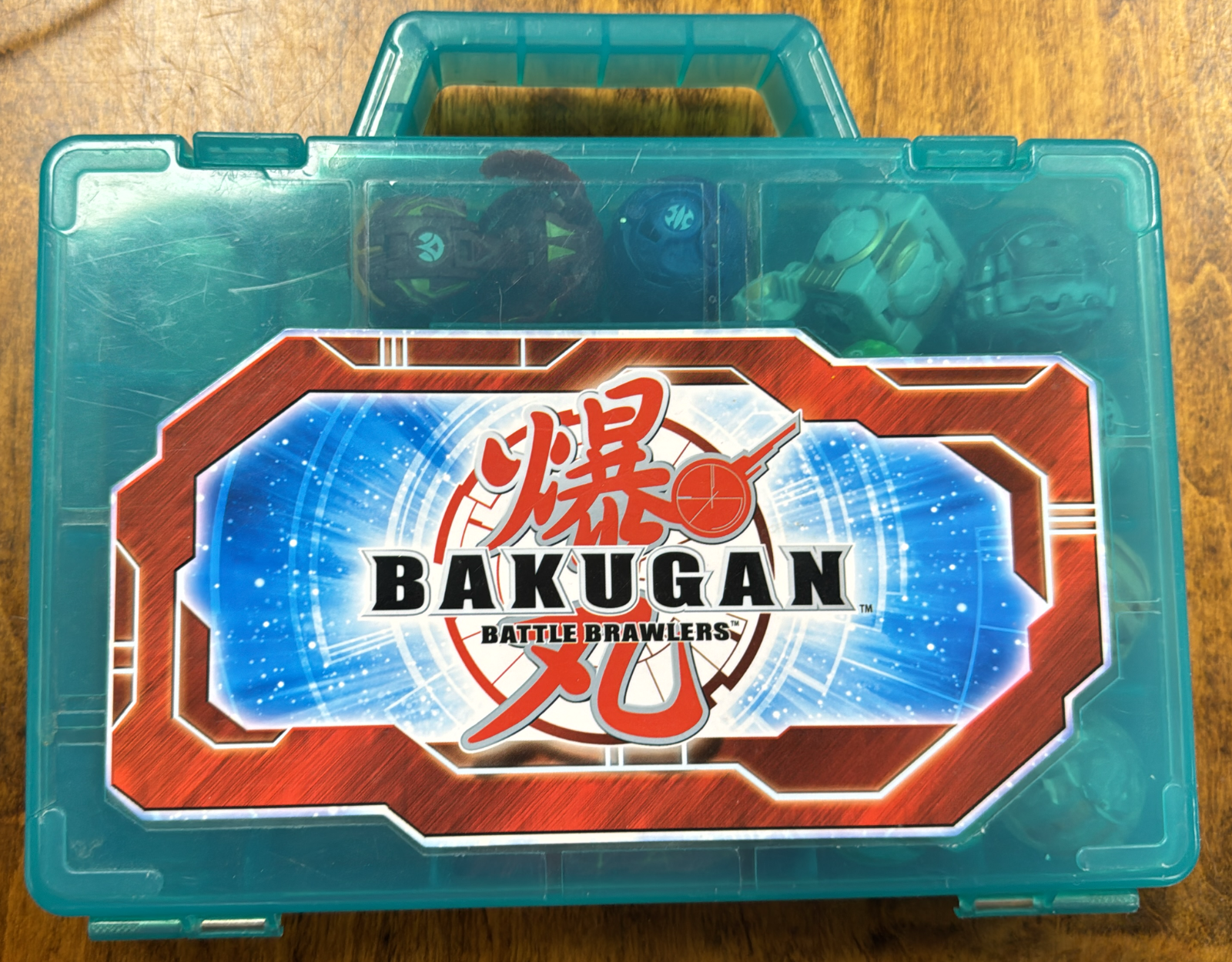 Bakugan Battle Brawlers Turquoise Carrying Case Holds 24 Balls w/9