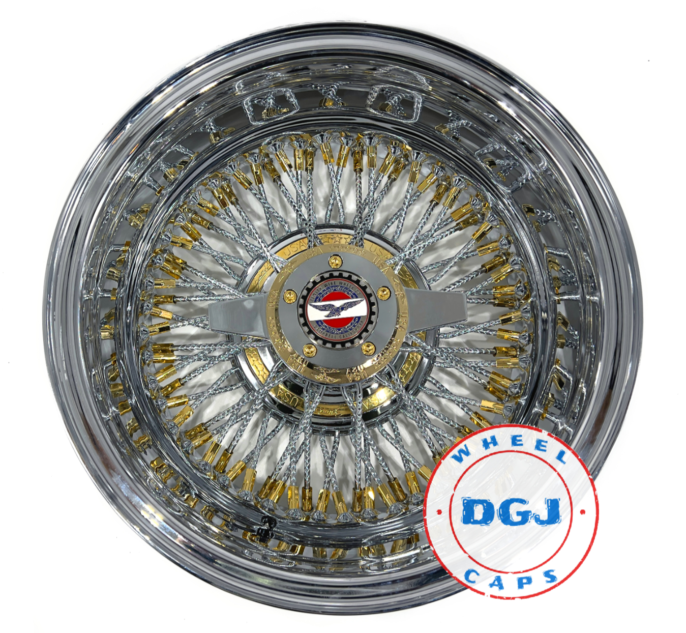 Zenith Style 14x6 Rev 72 Diamond Spokes Gold Nip+Hub Ring Lowrider