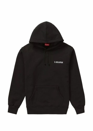 Supreme 1-800 Hooded Sweatshirt Black Glow In The Dark FW19 NWT Sz
