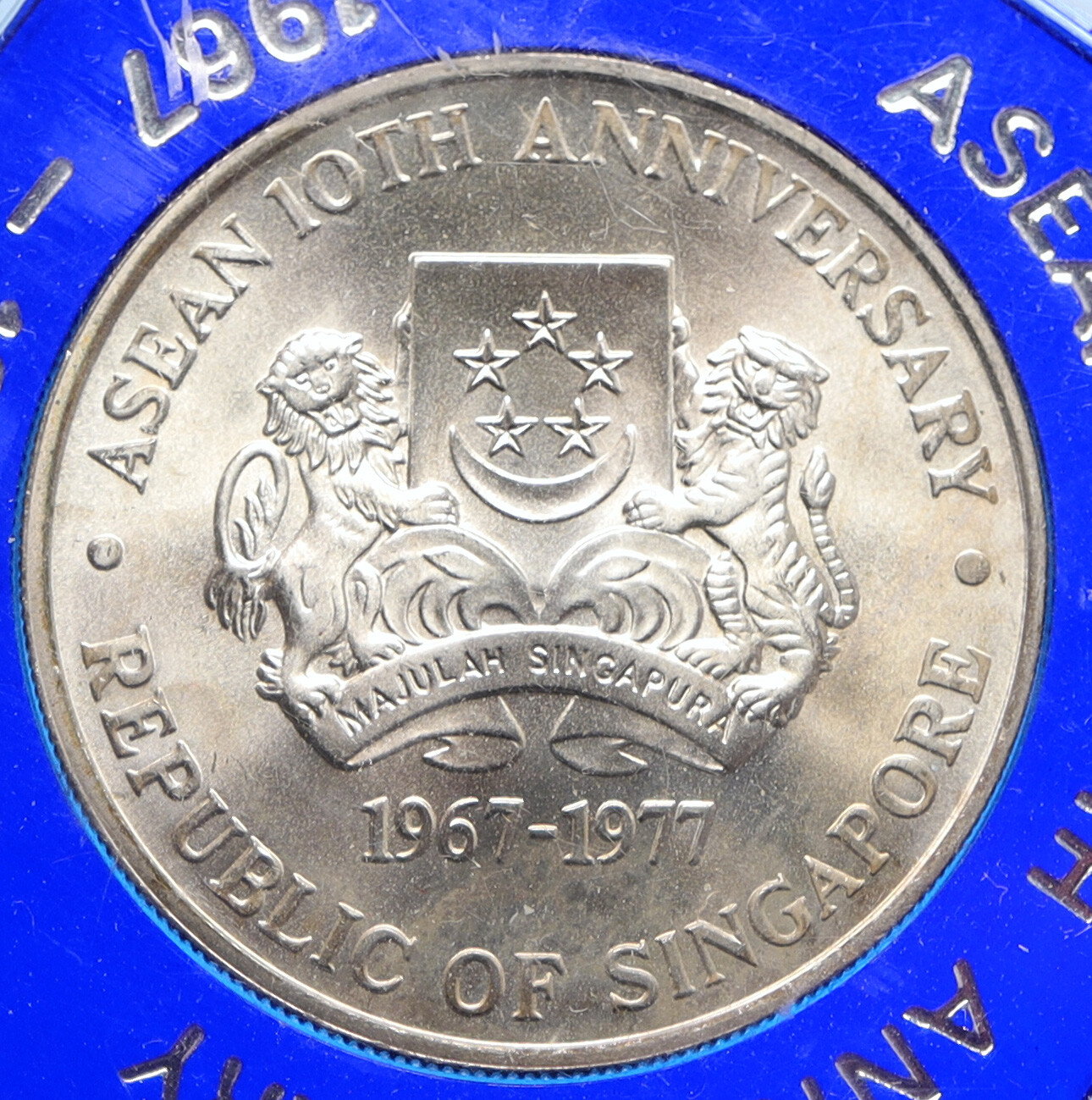 1977 SINGAPORE ASEAN 10th Anniversary OLD Proof Silver 10 Dollars
