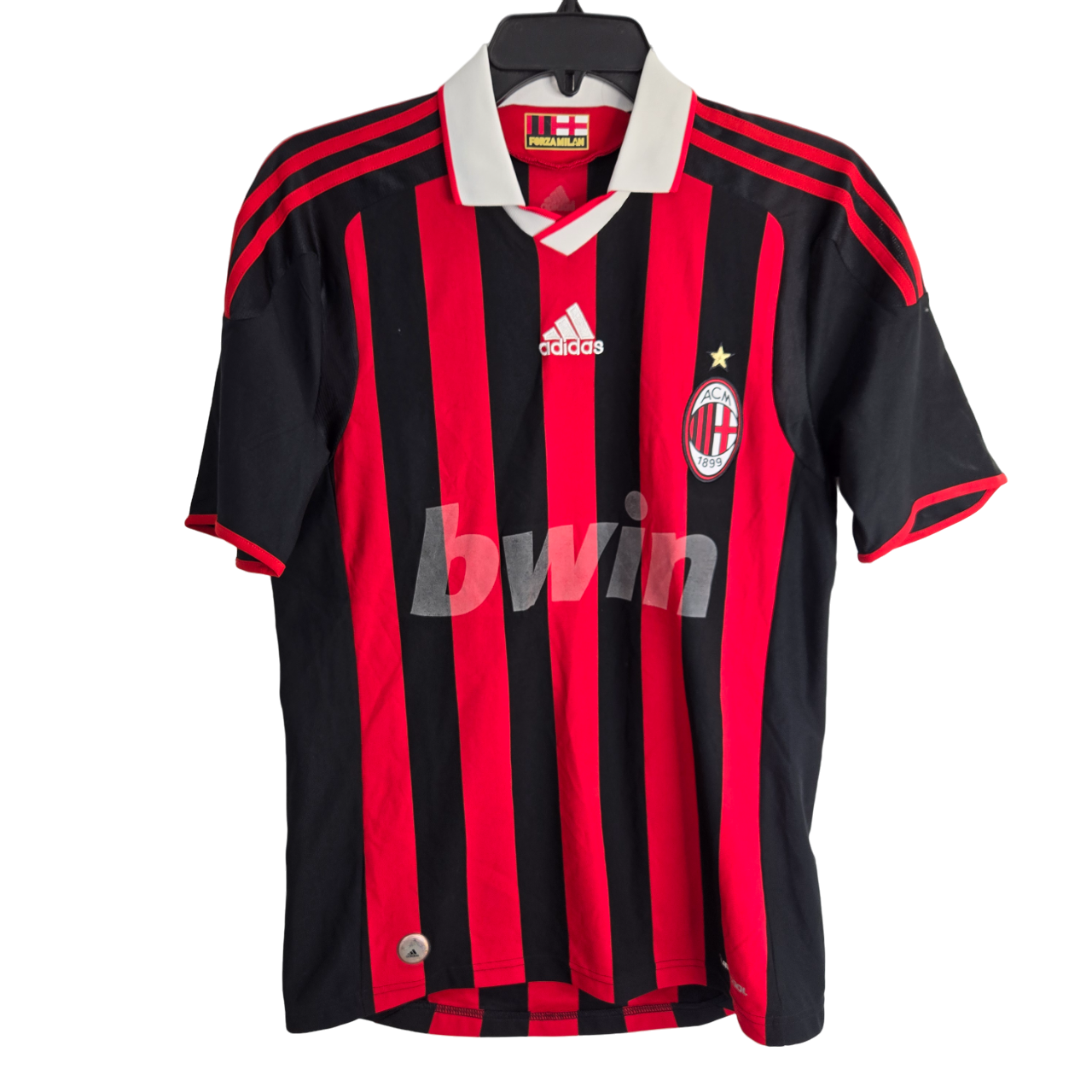 Adidas Red Black AC Milan Bwin Football Short Sleeve Men's Jersey