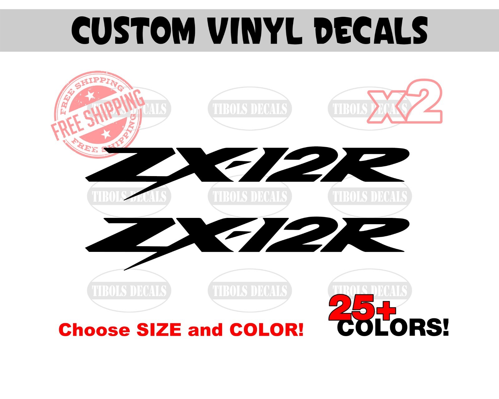 Kawasaki ZX-12R Decals Kawasaki ZX12R Stickers (1 set) Helmet