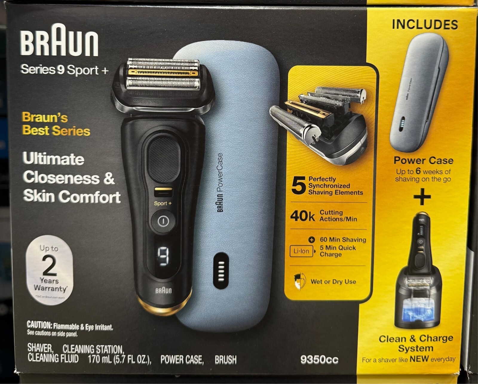 BRAUN Series 9 Sport + Electric Shaver Wet & Dry Clean & Charge