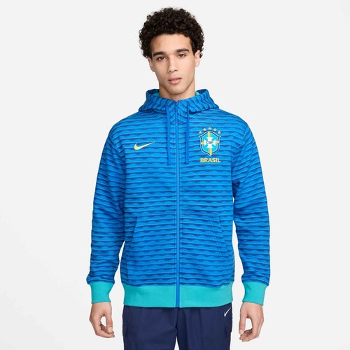 NIKE BRAZIL MEN'S SIZE M NSW CLUB BLUE FULL-ZIP HOODIE FJ7239-458