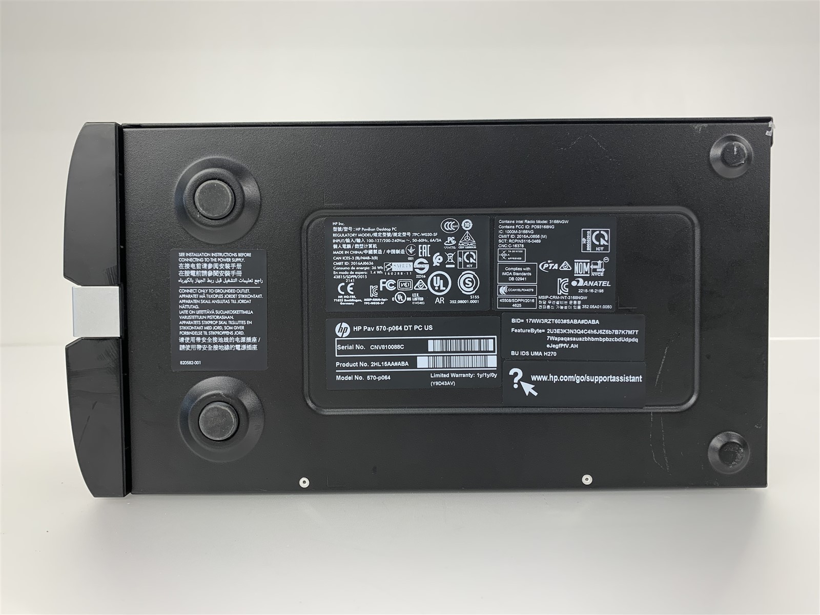 HP Pavilion Desktop 570-p064 Intel i3-7100 8GB RAM 128GB NVMe SSD