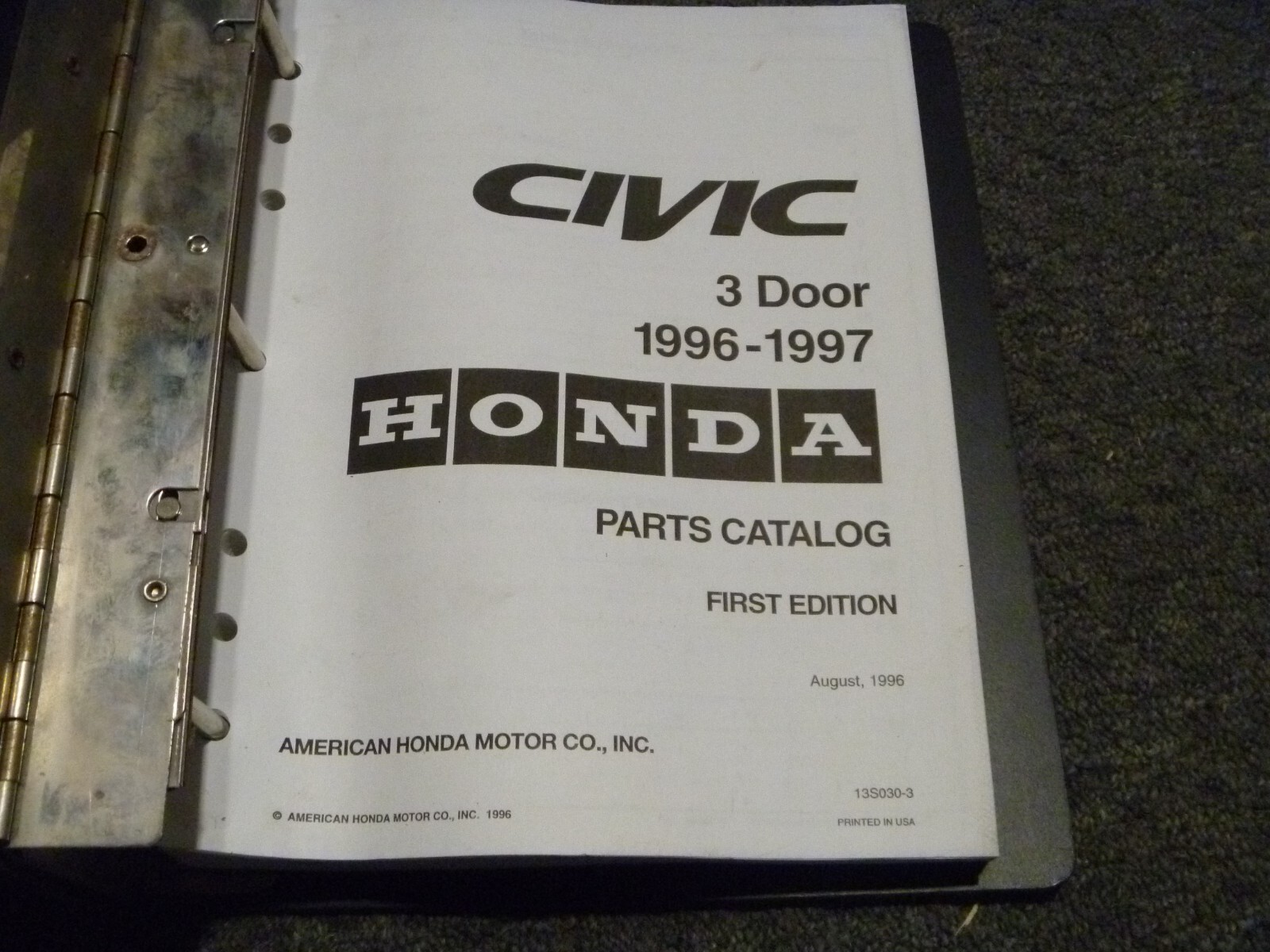 1996 1997 Honda Civic Hatchback Parts Catalog Manual CX DX 13S030