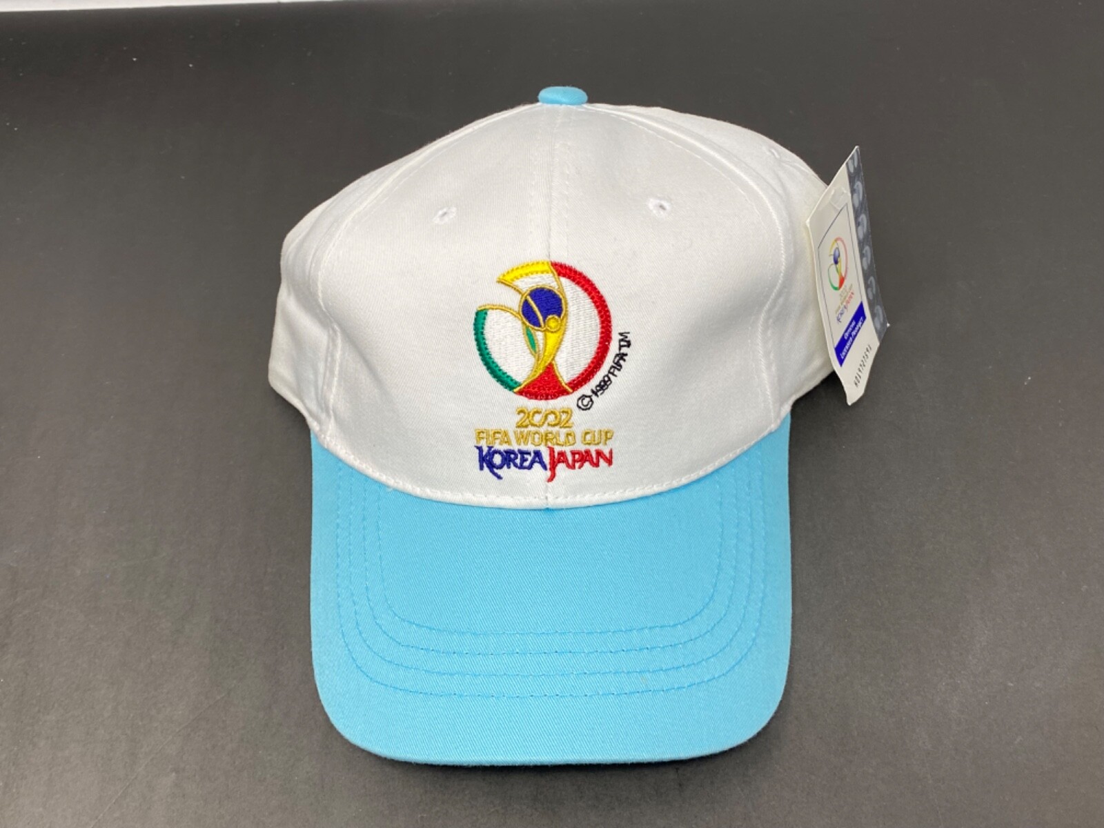 2002 FIFA World Cup Korea Japan White/Teal Strapback Hat Cap