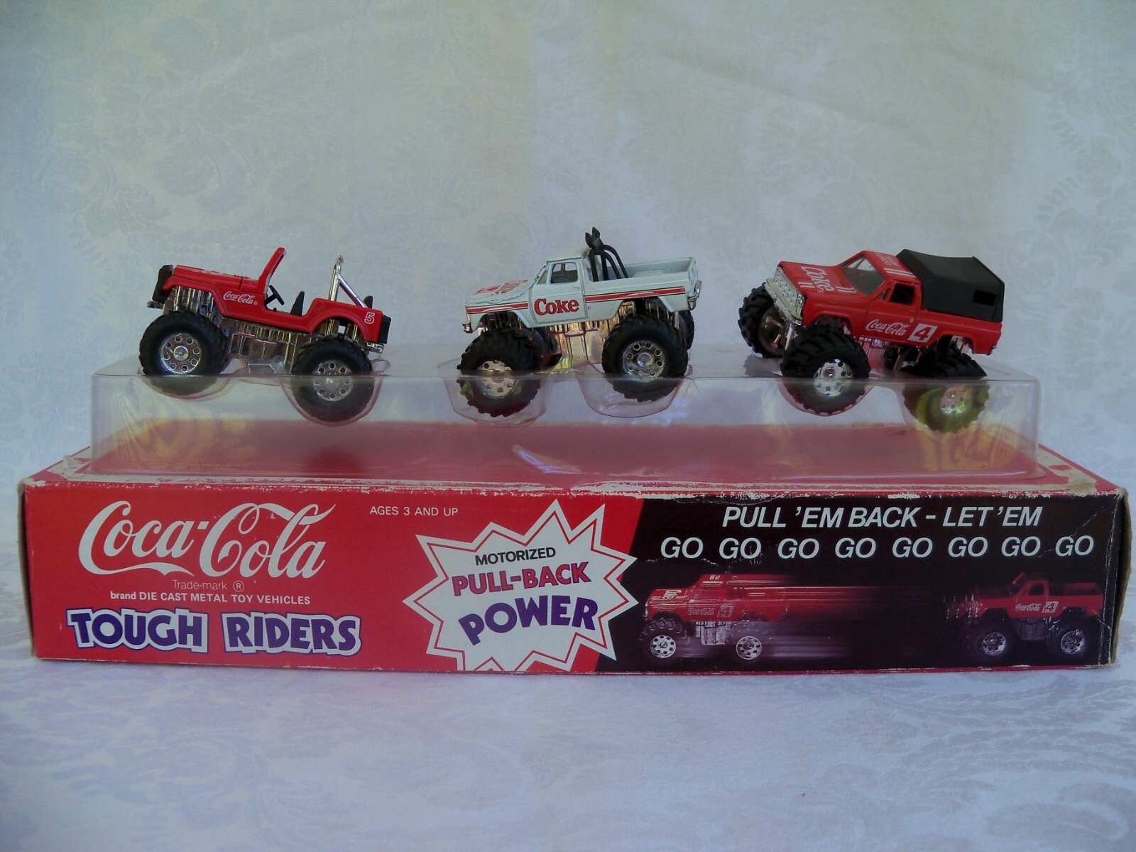 1989 Hartoy Coca Cola Tough Riders Monster Trucks & Jeep 3 Pcs