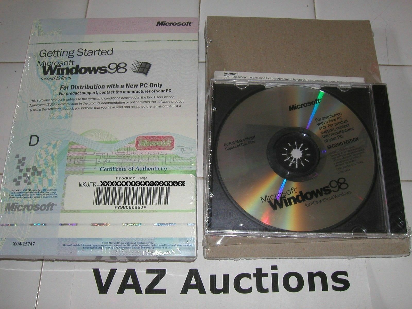 MICROSOFT WINDOWS 98 SECOND EDITION FULL OPERATING SYSTEM WIN 98