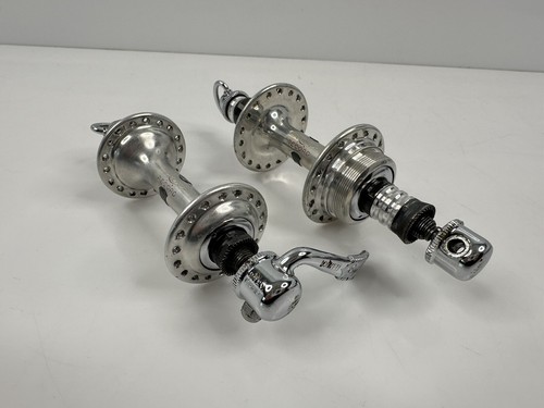 Vintage Campagnolo Nuovo Record Low Flange Hub Set & Skewers