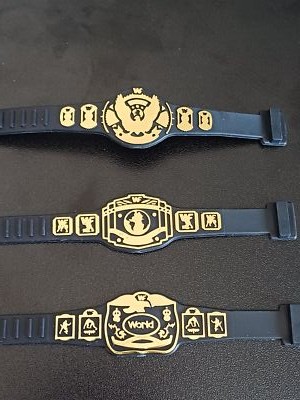 WWF WWE Hasbro Figure Belt Accessories - 1xEagle 1xIC 2xTag Set