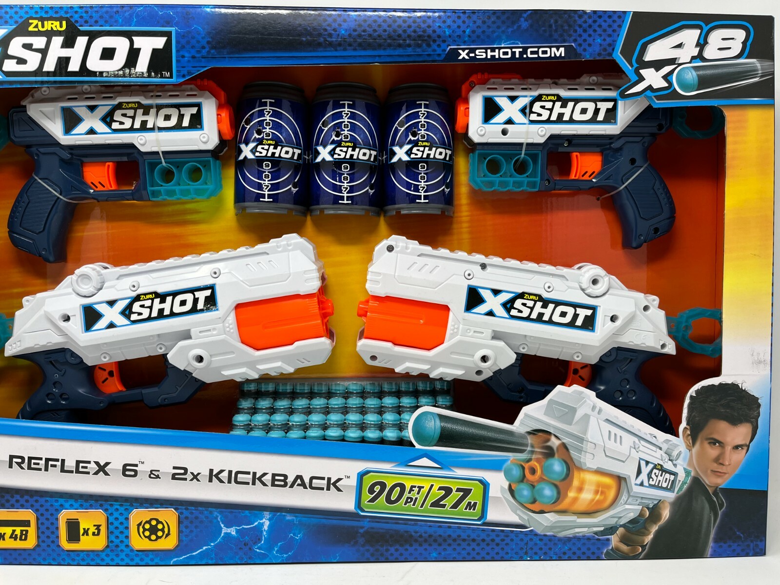 Zuru XShot 4 Gun Battle Pack 2 Reflex 6 and 2 Kickback 48 Foam