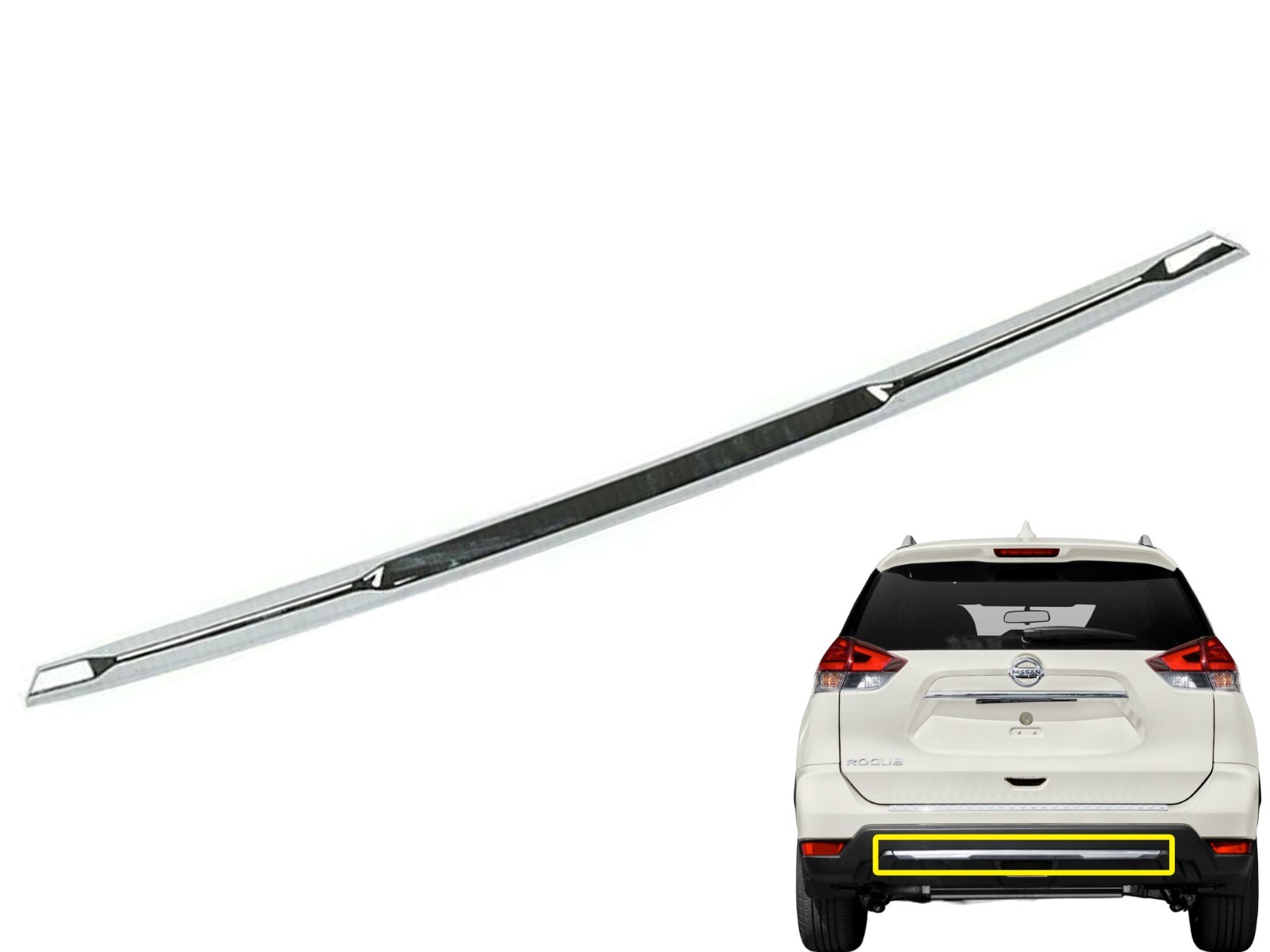 Fits 2017-2020 Nissan Rogue Rear Bumper Chrome Molding Trim 85072