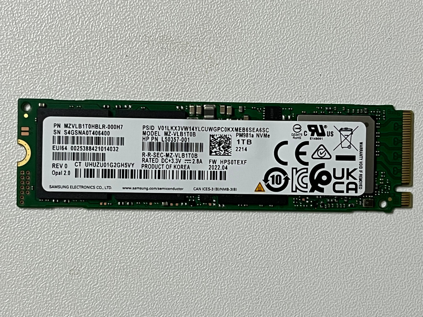 Samsung MZ-VLB1T0B 1TB SSD M.2 2280 NVMe PCIe 3.0 x4 Internal SSD