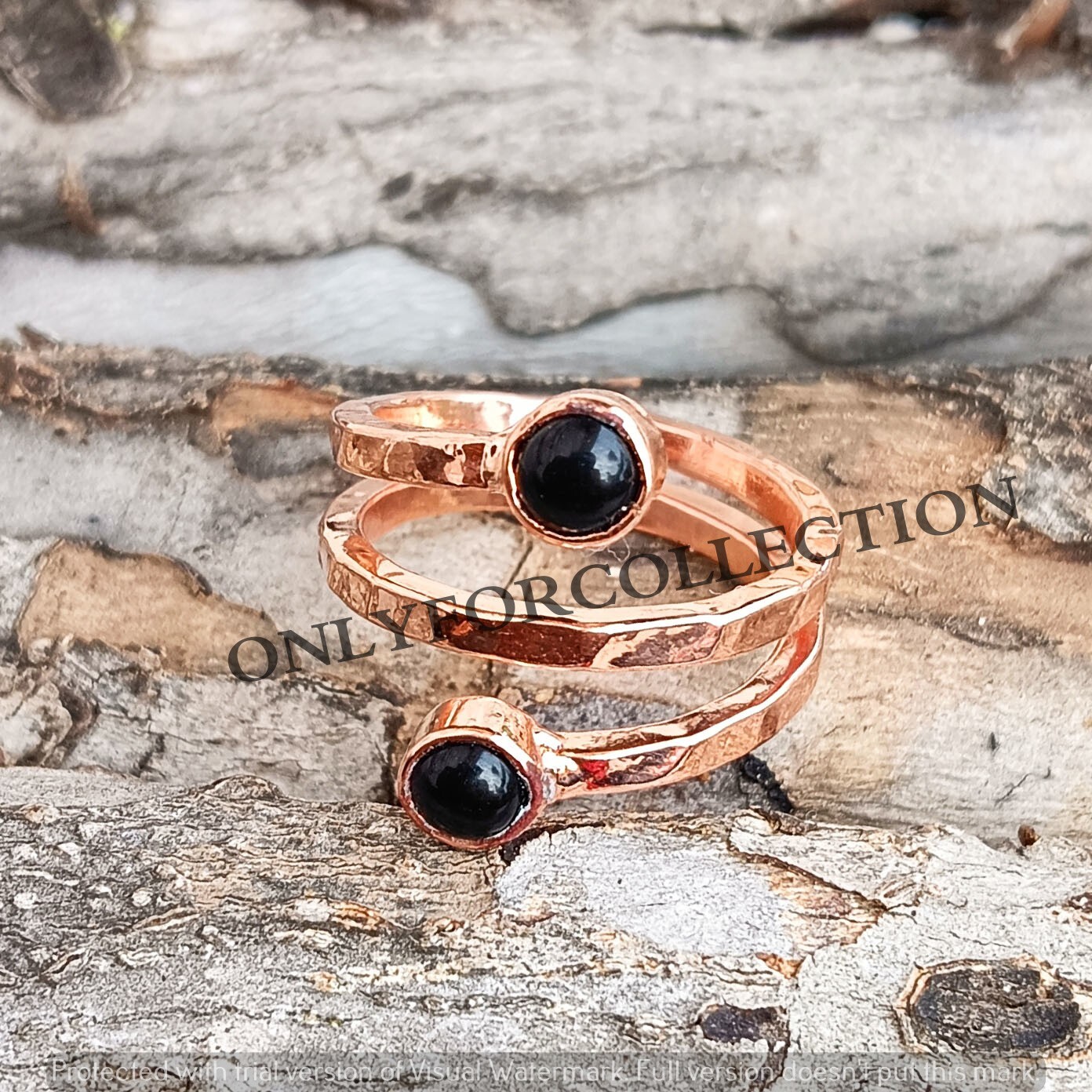 Black Onyx Gemstone Pure Copper 1 PC Adjustable Anti Depression