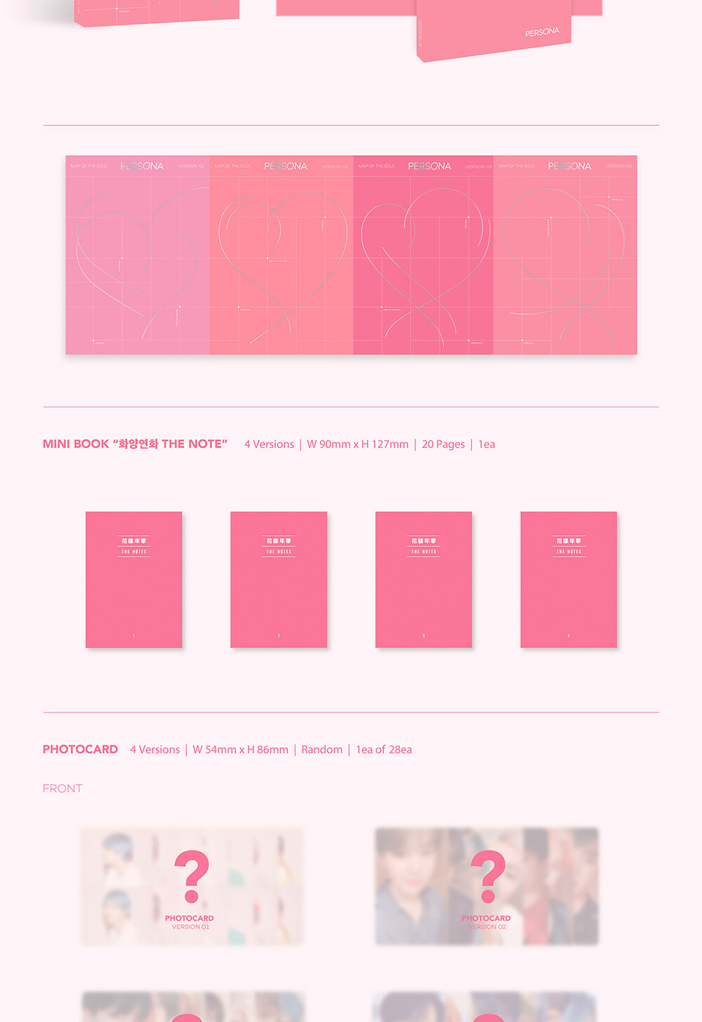 BTS MAP OF THE SOUL : PERSONA Album 4 Ver SET+P.Book+Card+Film+