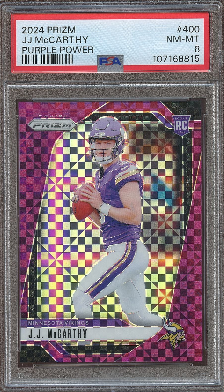 J.J. Mccarthy 2024 Prizm Purple Power Rookie RC Minnesota Vikings