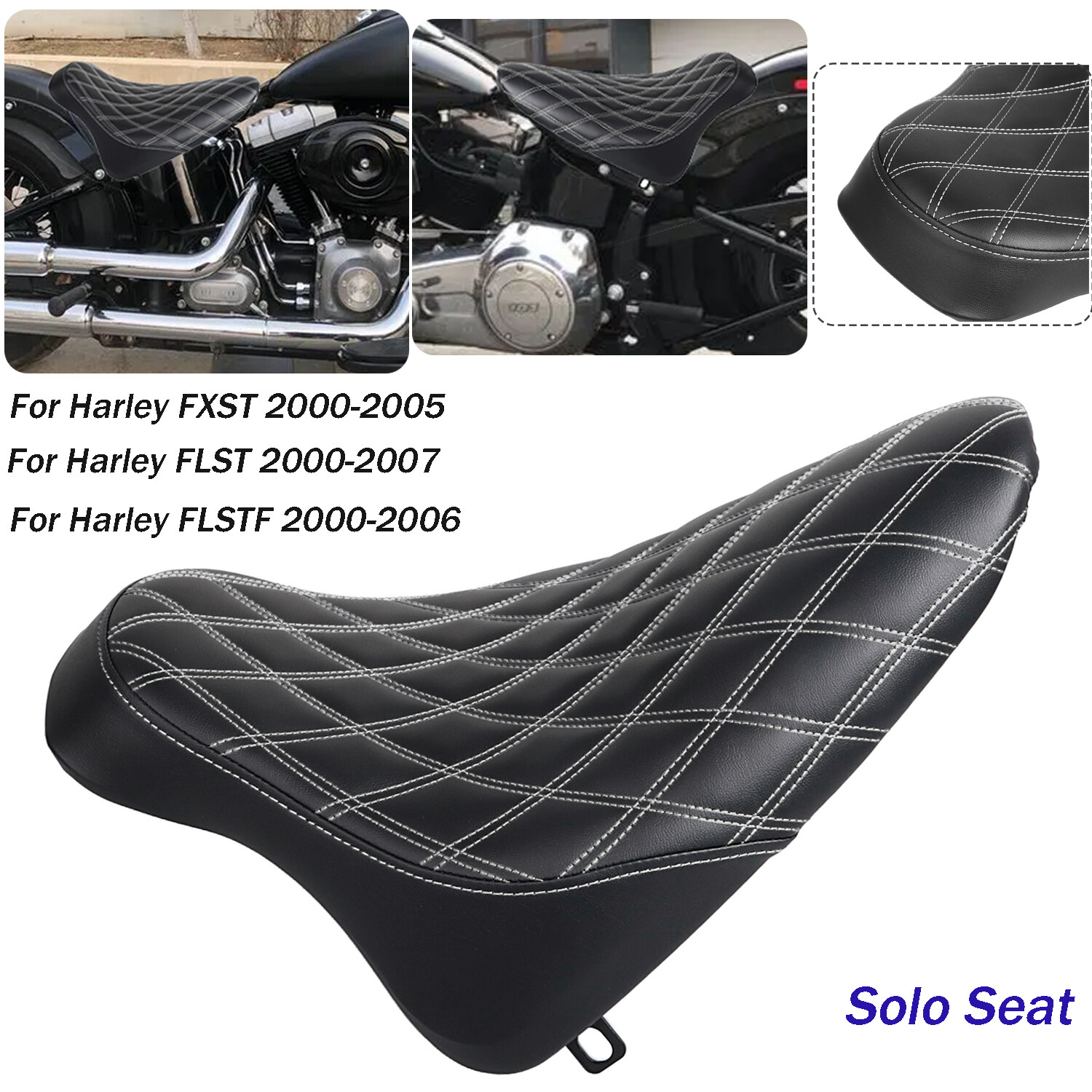 Black Driver Solo Seat For Harley Fat Boy Heritage Softail