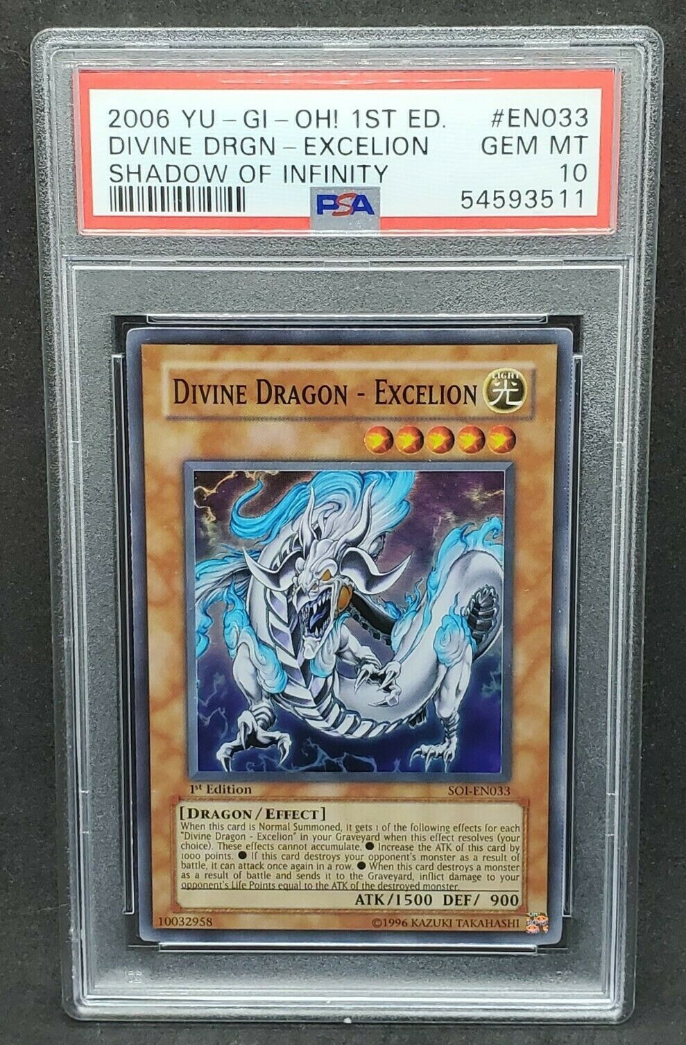 Yugioh PSA 10 GEM MINT Divine Dragon - Excelion SOI-EN033 Super