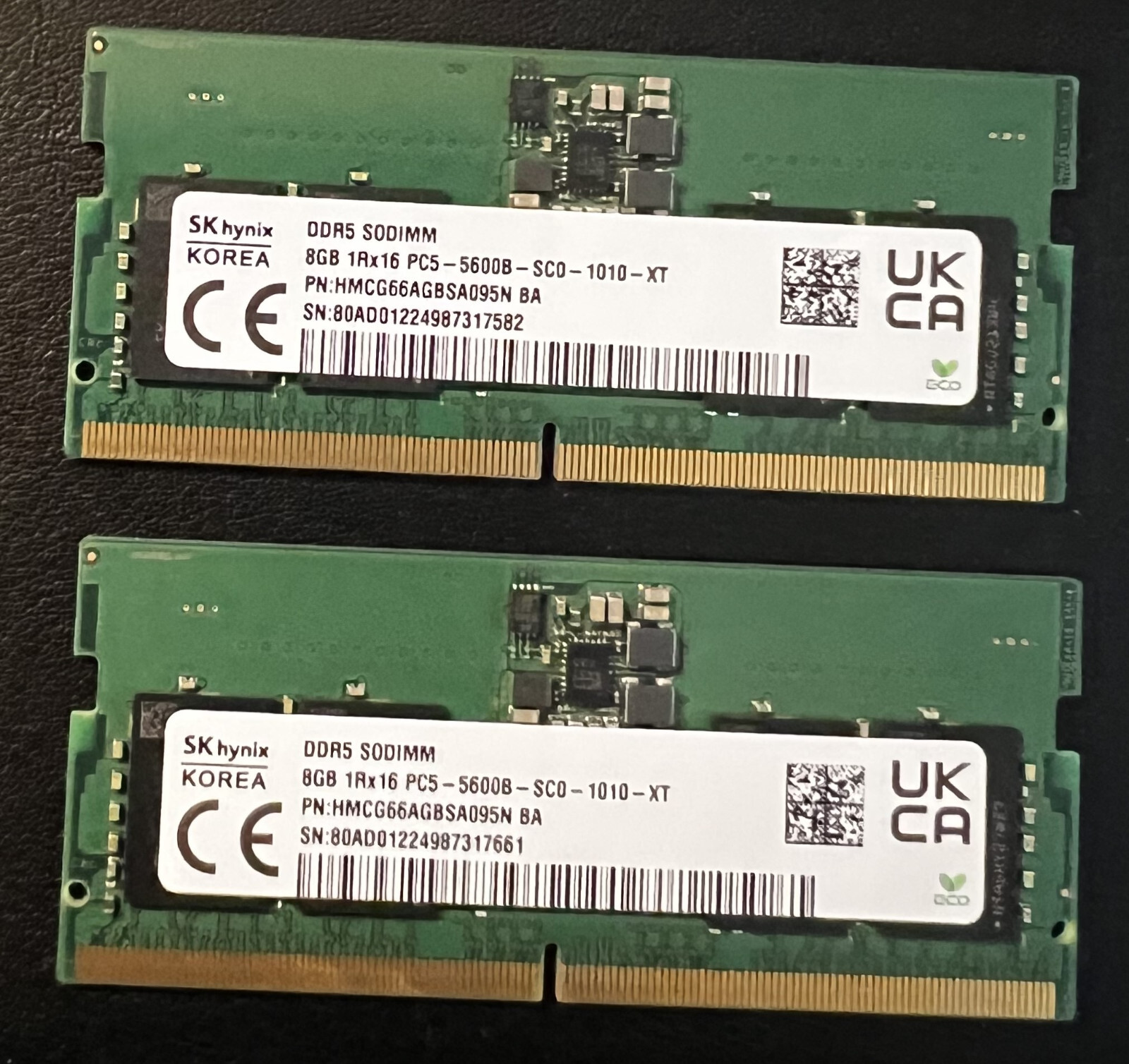 8GBx2 - SK Hynix 16GB DDR5 SODIMM 1Rx 8 PC5-5600B-SA0-1010-XT