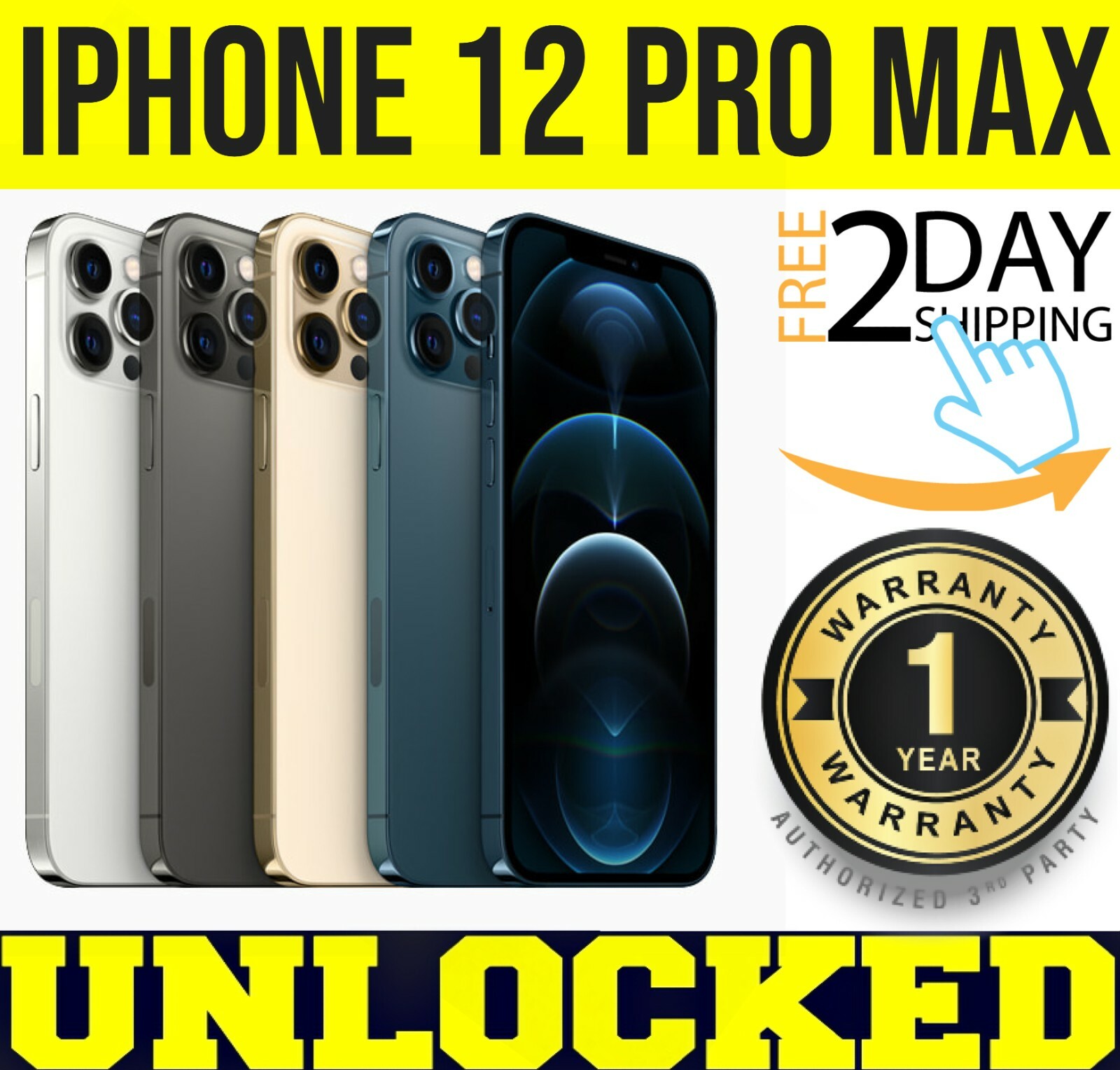 Apple iPhone 12 PRO MAX 128GB │256GB│512GB (UNLOCKED) 🔋100