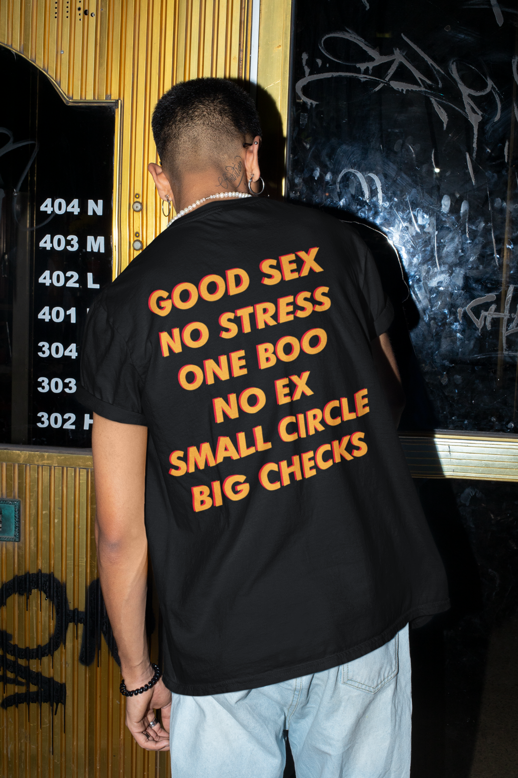 Good Sex No Stress One Boo No Ex Small Circle Big Checks T shirt