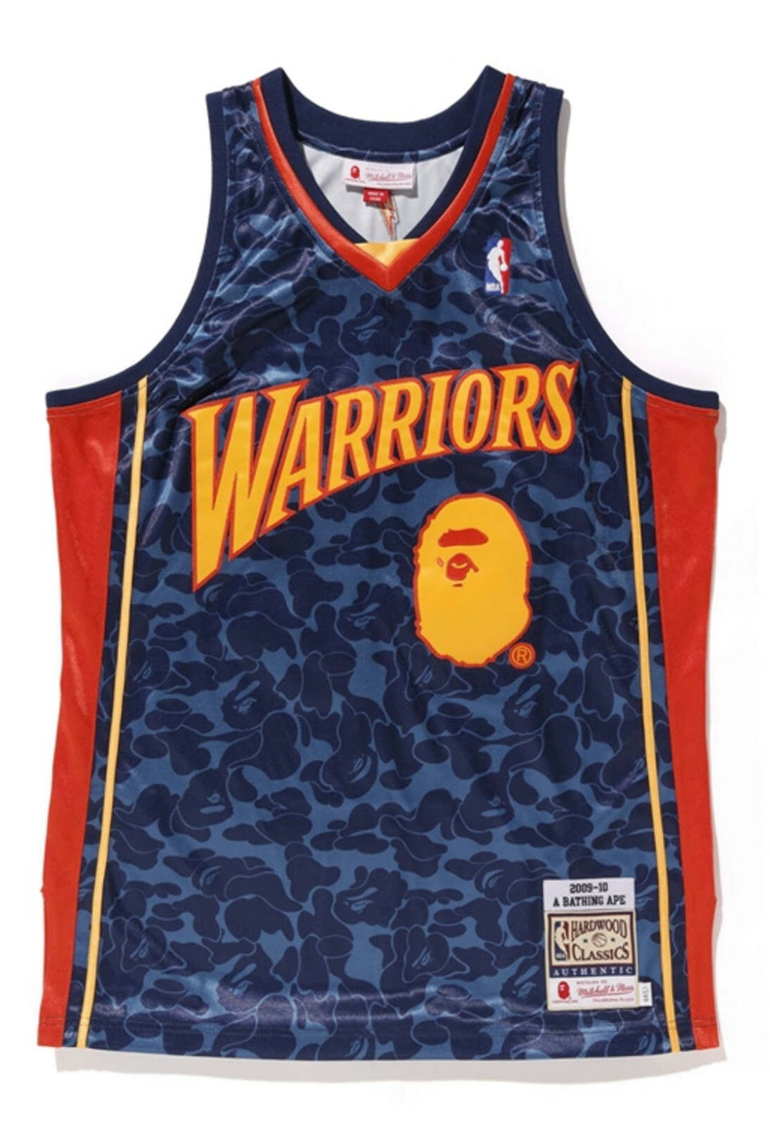 BAPE x Mitchell & Ness Warriors ABC Basketball Authentic Jersey