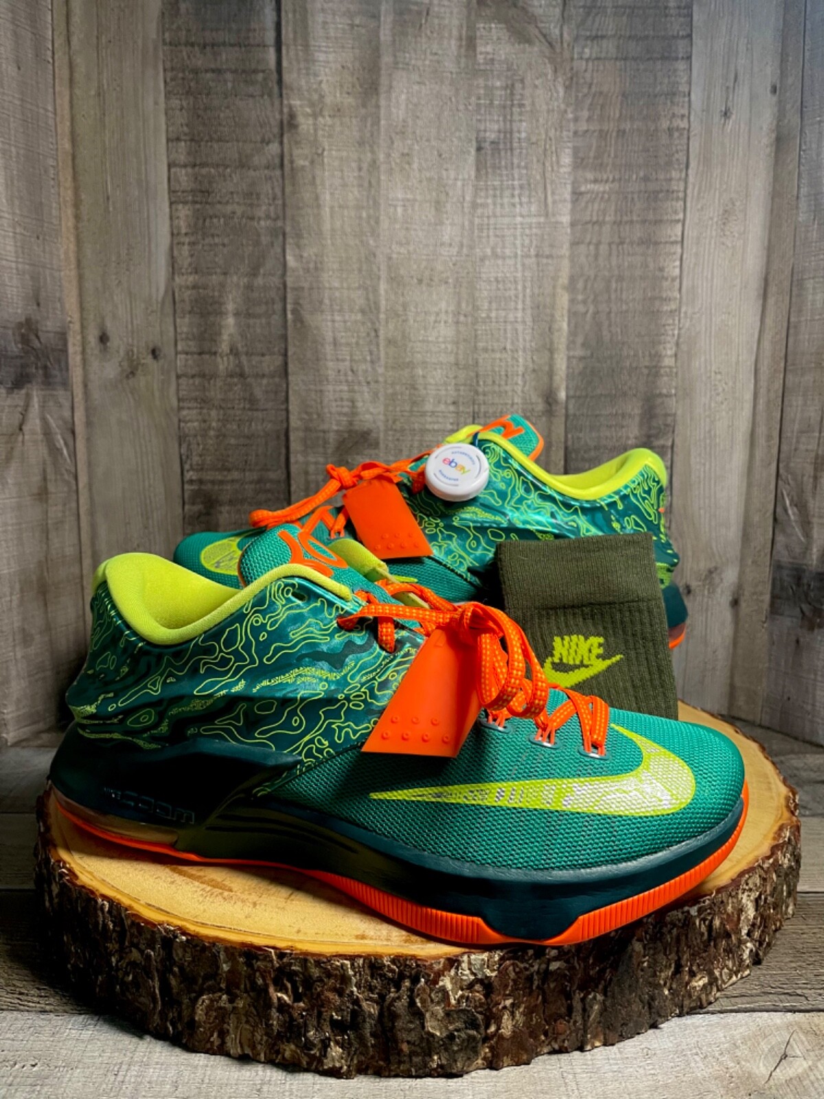 2014 DS NIKE KD VII (7) Weatherman Emerald Green/Orange Men Sz 10