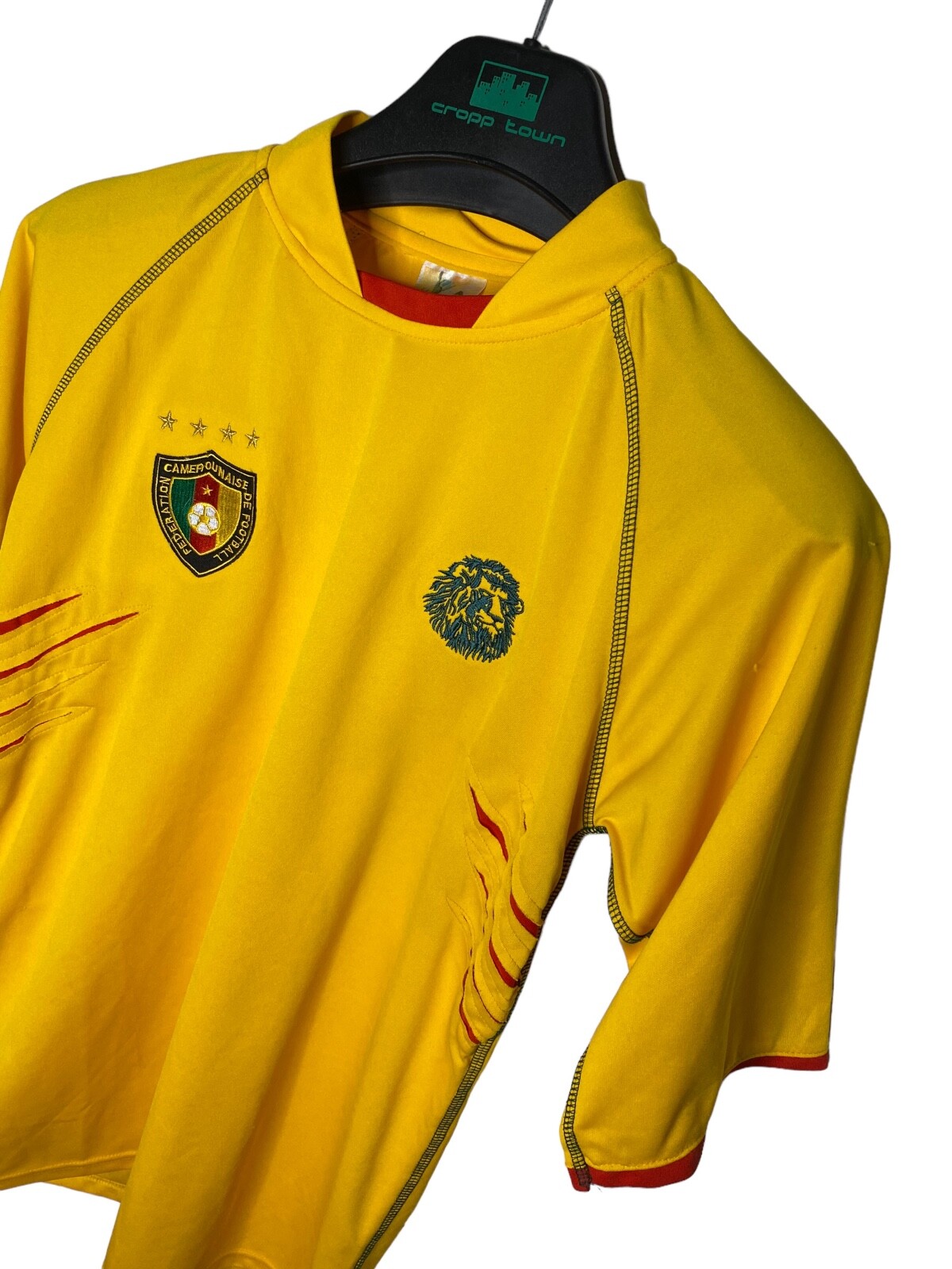Vintage CAMEROON Team Soccer Jersey Style Rasta Reggae Yellow Mens
