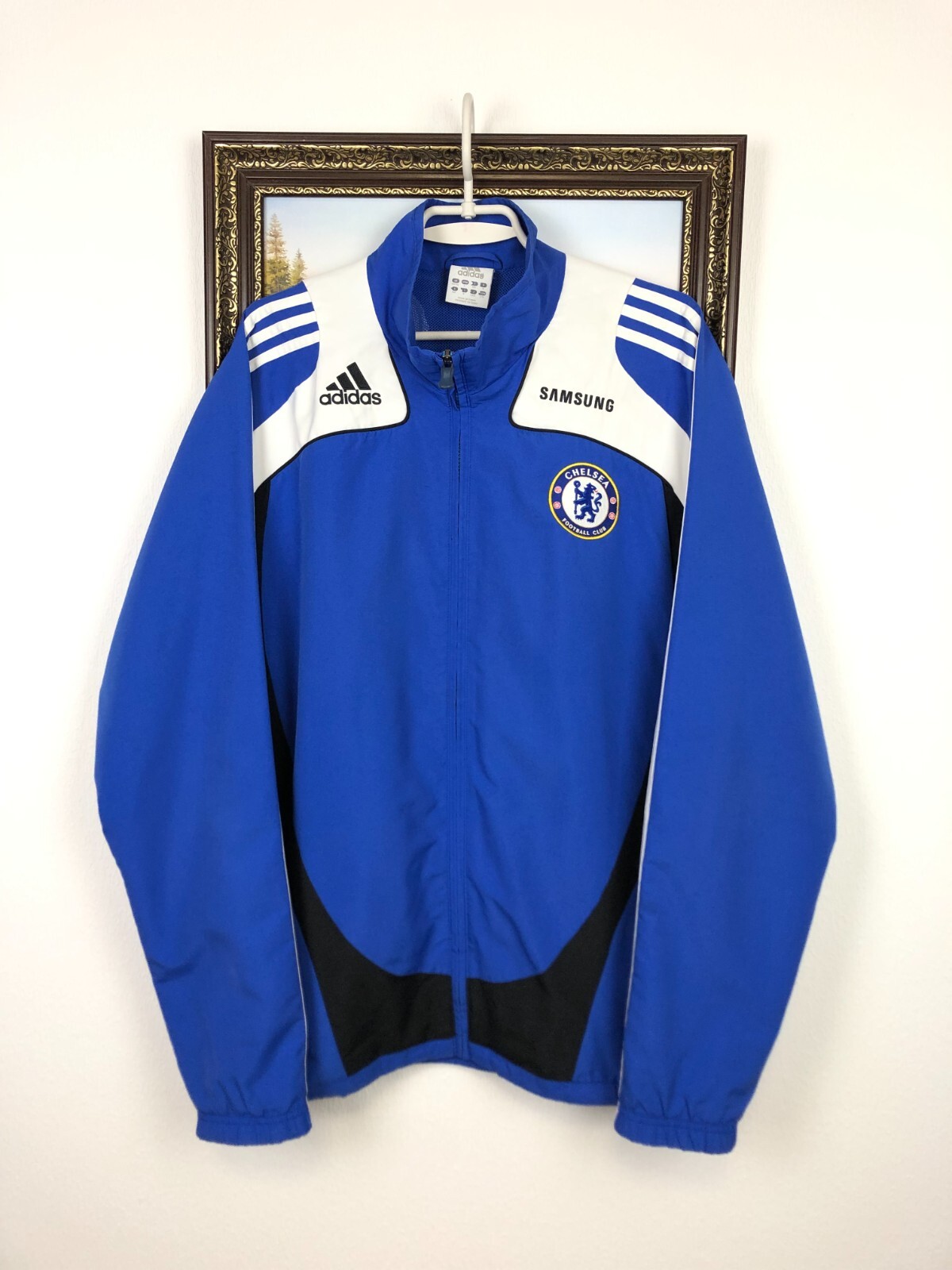 Vintage Adidas Chelsea Football Jacket Soccer Track Top Blue Mens