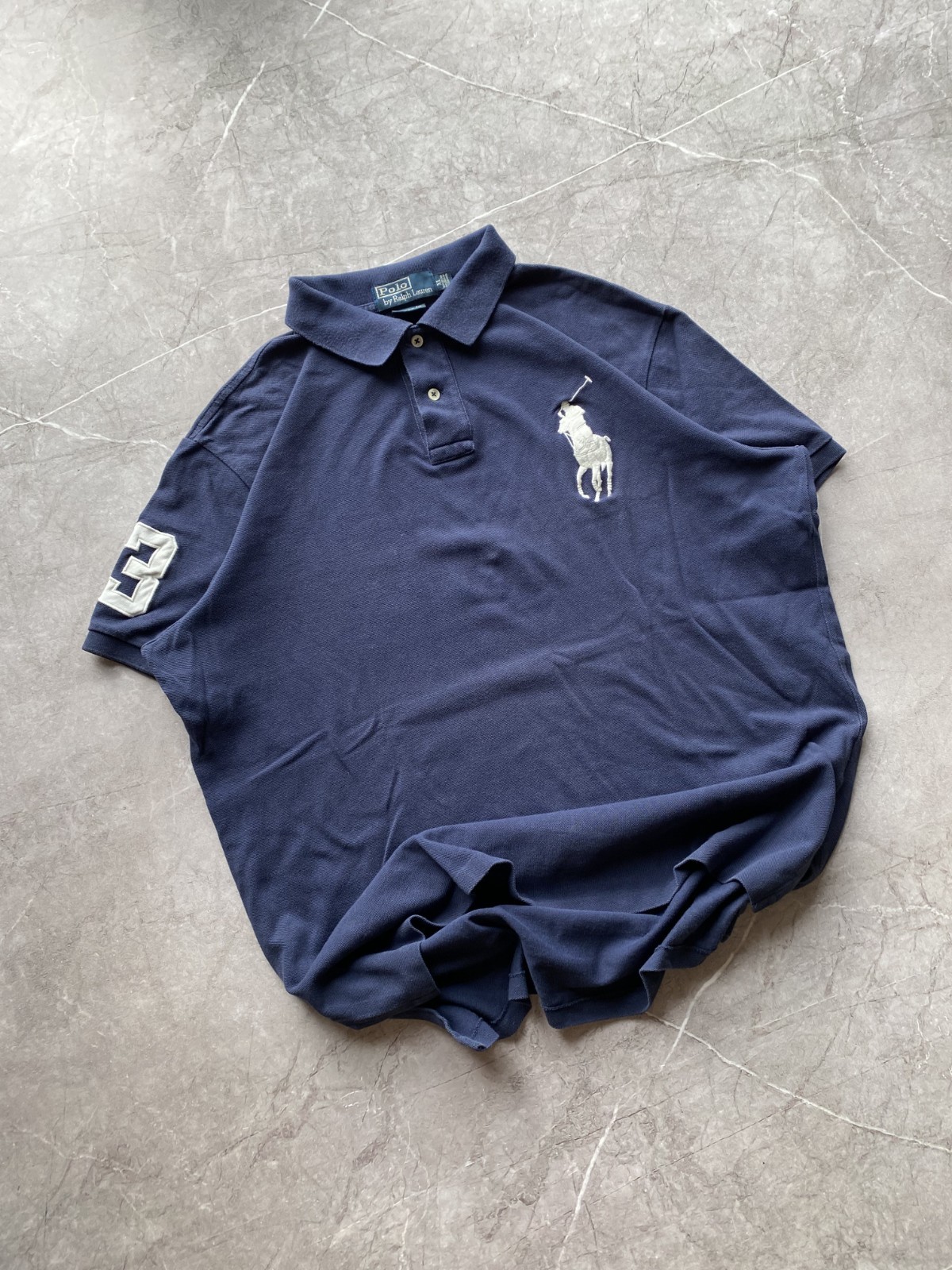 Vintage 90s Polo Ralph Lauren Big Pony #3 Polo Chief Keef Blue