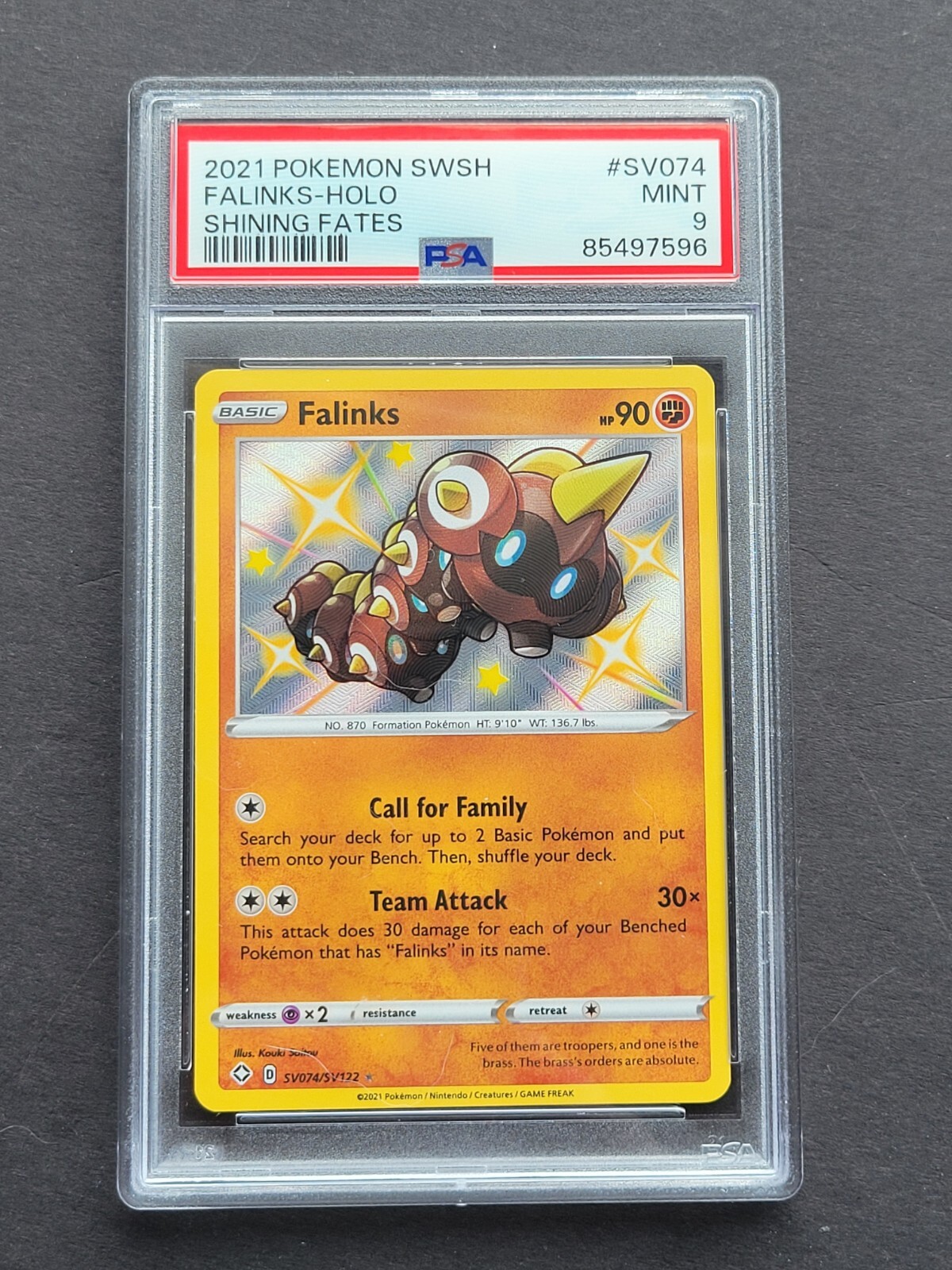 Pokemon PSA 9 FALINKS SV074/SV122 - SWSH SHINING FATES HOLO - MINT