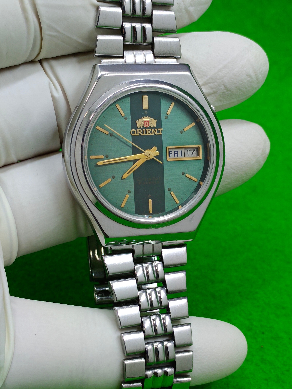 vintage ORIENT Crystal Watch 21 JEWELS Automatic Day / Date