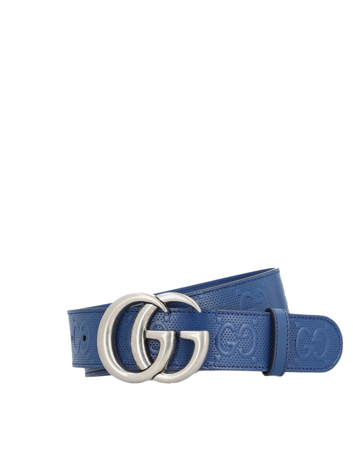 Authentic Men's Gucci Blue GG Supreme Marmont Embossed Leather