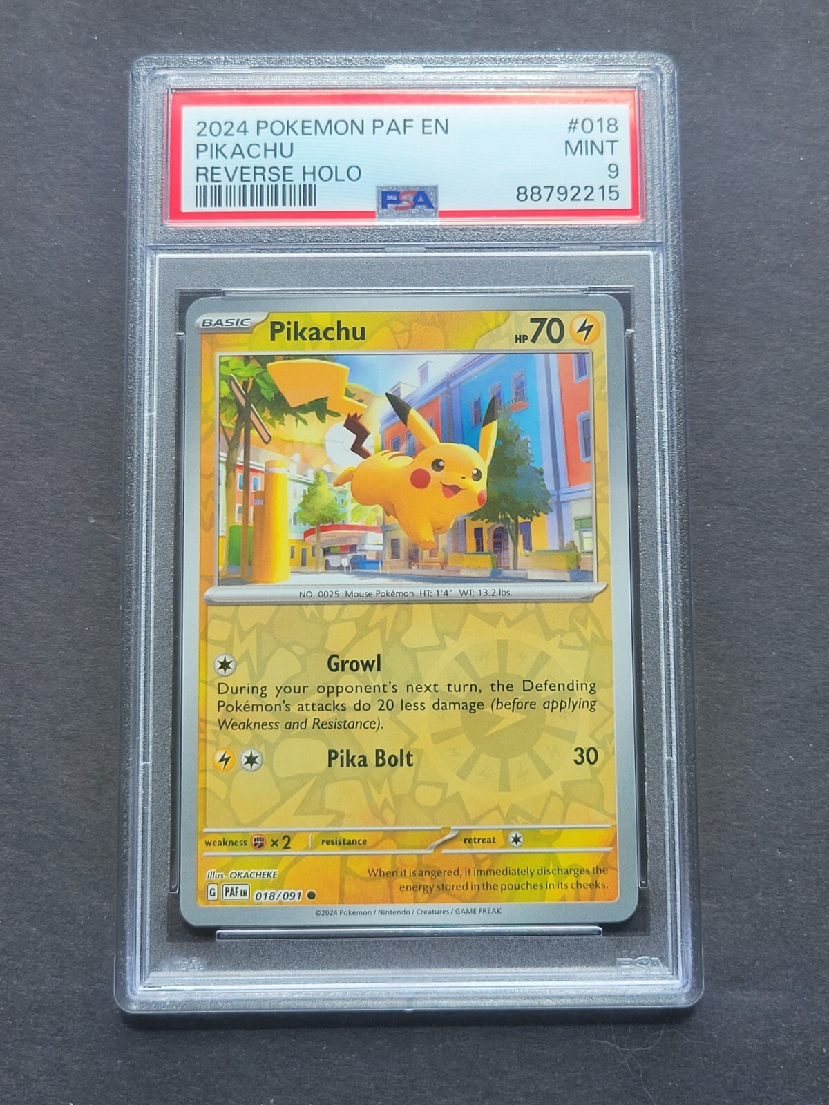 PSA 9 PIKACHU 018/091 - SCARLET & VIOLET PALDEAN FATES REVERSE