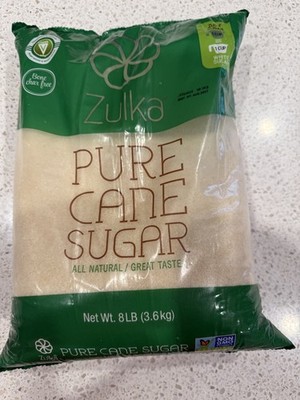 Zulka Pure Cane Sugar, 8 lb, Vegan & Plant Based and Non GMO.Best