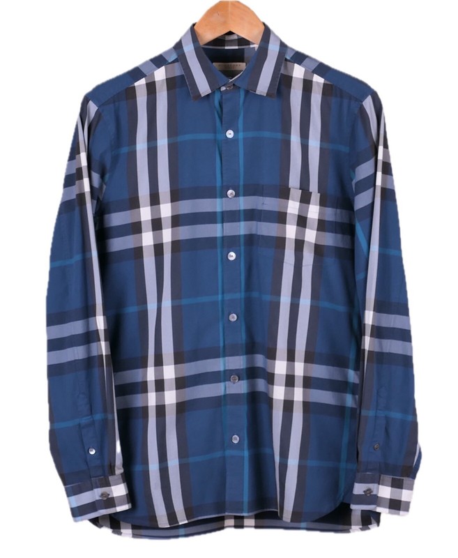 Burberry Brit Blue Gray ICONIC Nova Check Lightweight Button Down