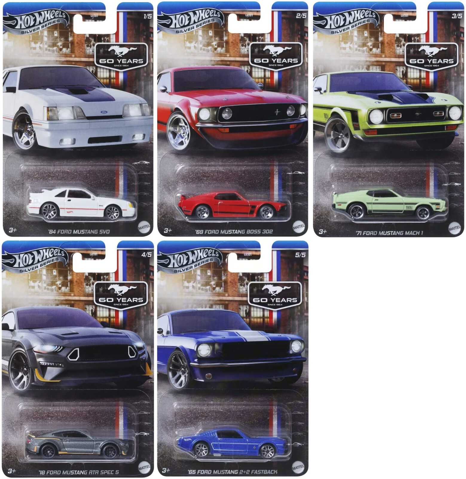 2025 HOT WHEELS SILVER SERIES 60 YEARS ANNIVERSARY MUSTANG CARS