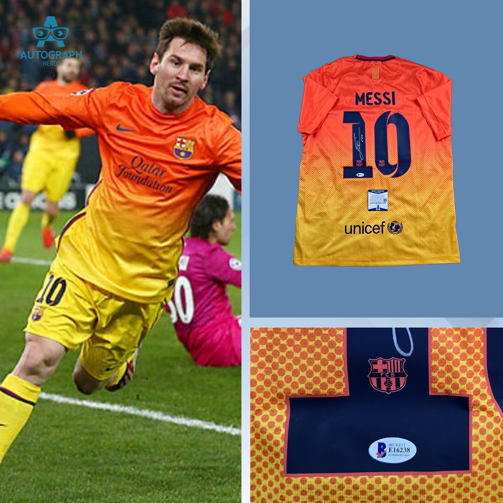 Lionel Messi Signed FC Barcelona 2012-2013 Away Jersey W/ Beckett
